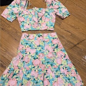 Gianni Bini Floral Top and Skirt Set